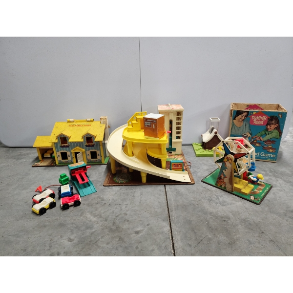 Lot of Vintage Toys Including Play Family House, Little People Parking Garage, Ferris Wheel, & More!