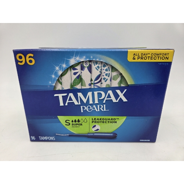 Brand New 96 Count Tampax Pearl Super Tampons