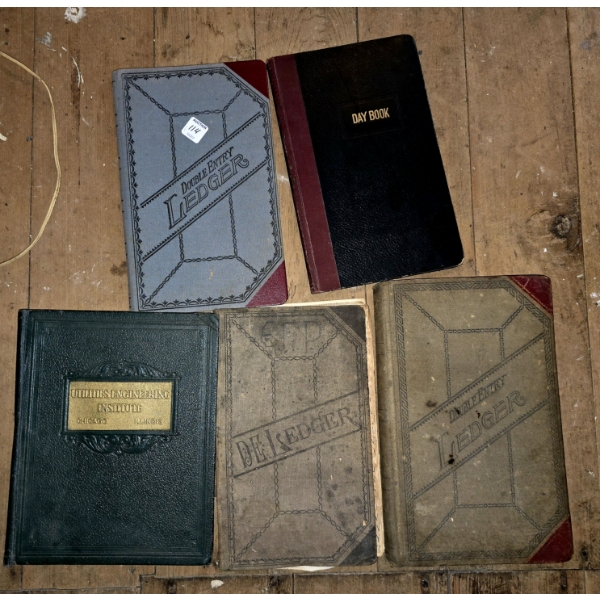 Antique Double Entry Ledgers from Early 1900s - Includes Receipts from Post Office Dated 1907 & 1908