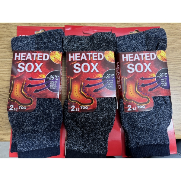3 Pairs Of Men's Size 10-13 Thermal Heated Sox Socks - Brand New In The Package -Colors May Vary