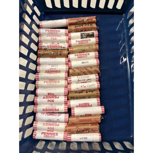 Basket of Rolled Pennies - FV $15.50 - Various Years