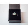 Image 3 : Gorgeous 14K White Gold Claddagh Detail Ring with Green Stone - Size 6.5 - TW: 6.0g