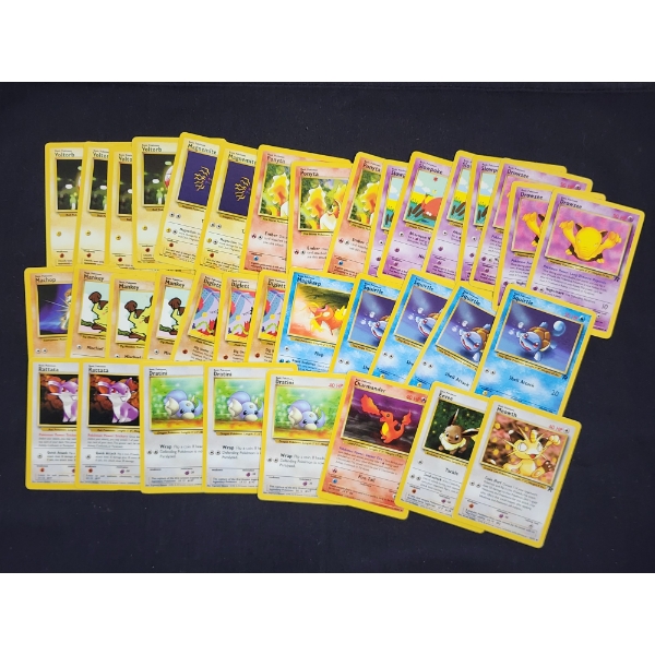 Lot of Over 30 Vintage Team Rocket Pokemon Trading Cards Including Squirtle & Charmander
