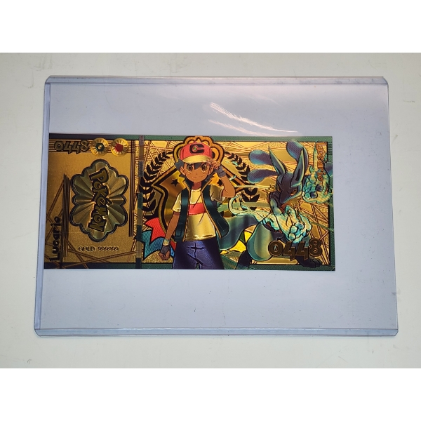 RARE 1996 Pokémon 999999 Gold Foil Note - Lucario - Mint Condition in Protective Holder