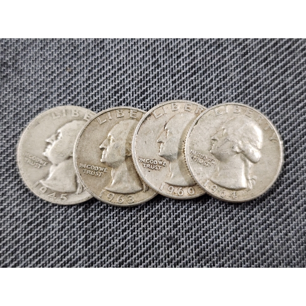 $1.00 Face Value in Assorted 90% Silver Washington Quarters