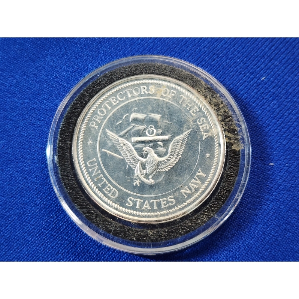 Protectors of the Sea U.S. Navy 1 Troy Ounce .999 Fine Silver Round in Capsule