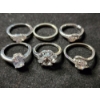Image 1 : Six Sterling Silver Rings Ft. Clear Stones & One Without Stones - Total Weight: 14.6 Grams
