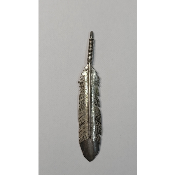 Sterling Silver 3.5" Native American Silver Feather Brooch - Weight: 8.1g