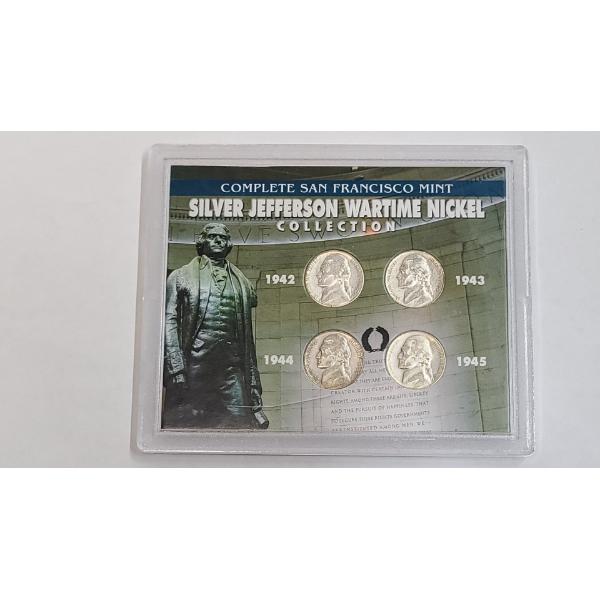 Complete San Francisco Mint Silver Jefferson Wartime Nickel Collection In Acrylic Display