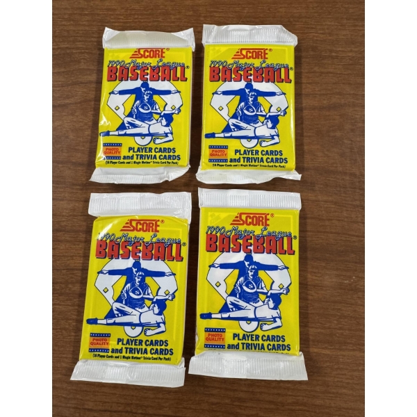 4 - Unopened 1990 Score Wax Packs Baseball Cards - 16 Cards Per Pack - Mint Condition