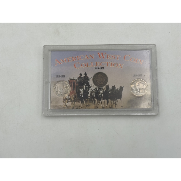 American West Coin Collection - 1913-1938 Buffalo Nickel (2) & 1880-1809 Indian Head Penny - In Disp