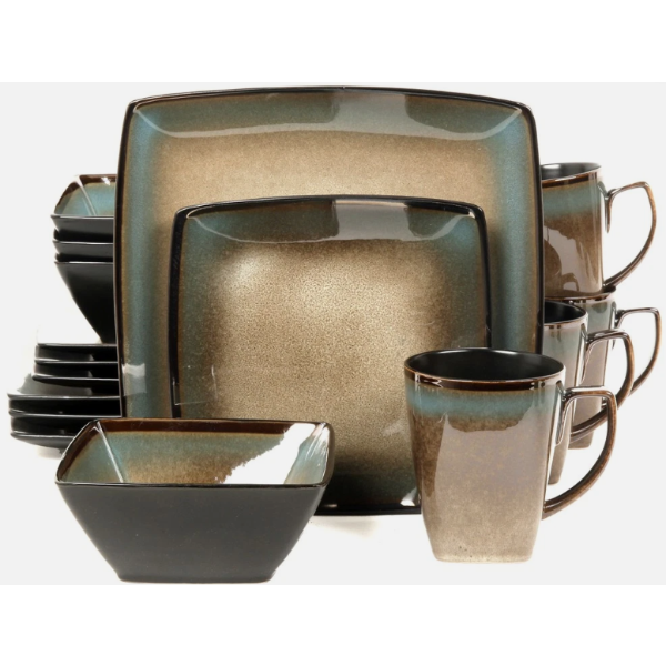 Gibson Elite Tequesta 16-Piece Square Dinnerware Set 