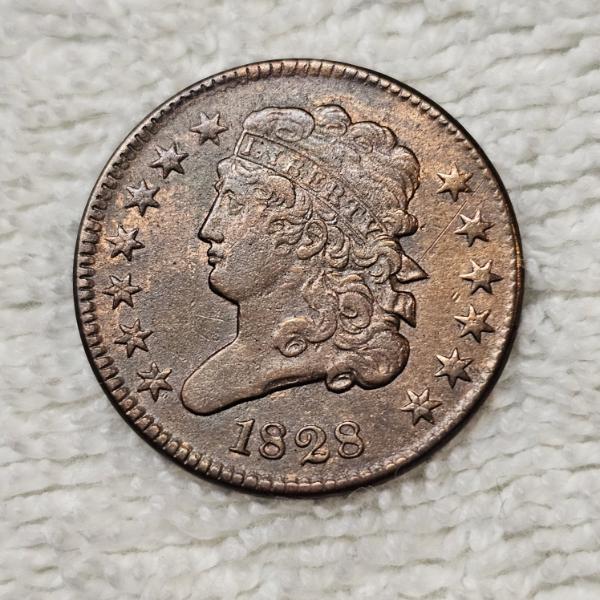 100% Copper 1828 Classic Head Half-Cent Coin FV: 1/200 of a Dollar
