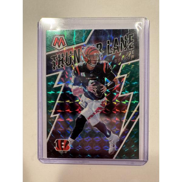 2022 Mosaic Joe Burrow Thunder Lane Green Prizm Insert Football Card - Mint Condition