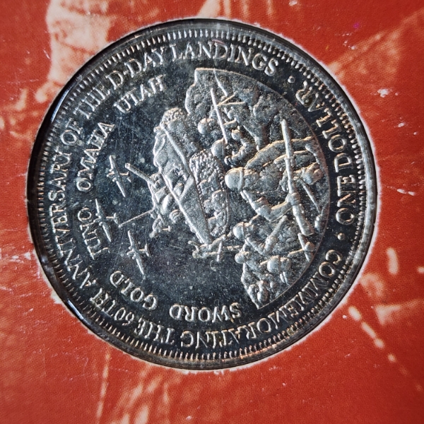 D-Day 60th Anniversary Display Ft. 2004 Cook Islands D-Day Memorial Coin Silver CLAD Dollar