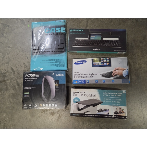 All New- Two Keyboards, Mac Book Case, Screen Shelf & Belkin Router