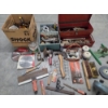 Image 3 : Huge Tool/Garage Collection Including Drain Snake, 20'' Toolbox, Lawn Sprinkler, Saw Blades & More