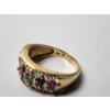 Image 5 : 14K Gold Ring with Diamonds and Colorful Stones Size 10 TW: 5.3g