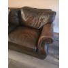 Image 2 : Soft Dark Brown Leather Large Sectional With Matching Chair And Beautiful Collection Of Decorative P