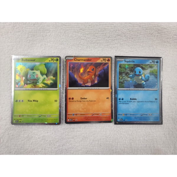 Three Near Mint Pokemon Black Star Promo Holo Trading Cards - Bulbasaur, Charmander & Squirtle 