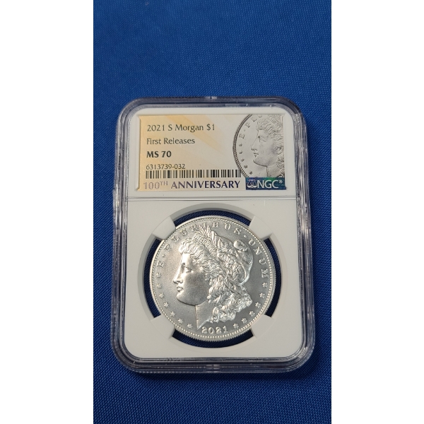 2021-S NGC First Releases MS 70 100th Anniversary 90% Silver Morgan Dollar 