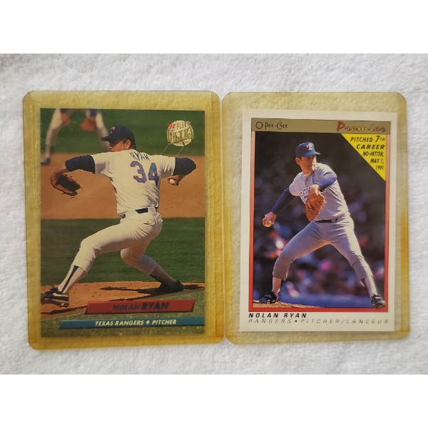 Two Assorted Nolan Ryan Baseball Trading Cards ~ 1991 O-Pee-Chee Co & 1992 Fleer 