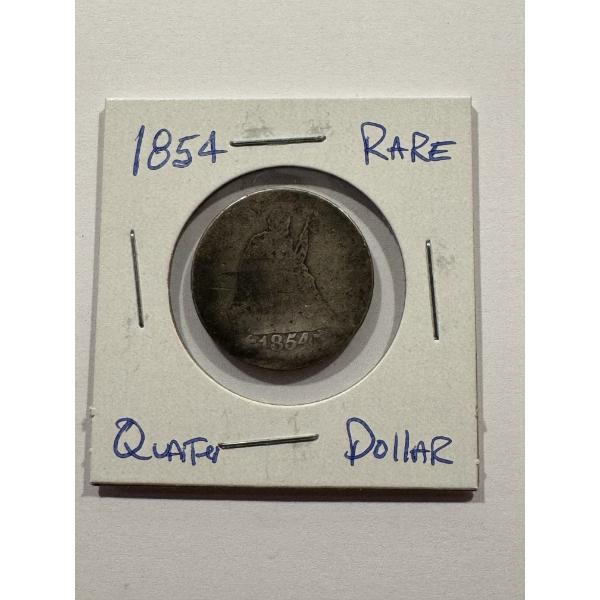 1854 United States Seated Liberty Silver Quarter - Incredible Coin
