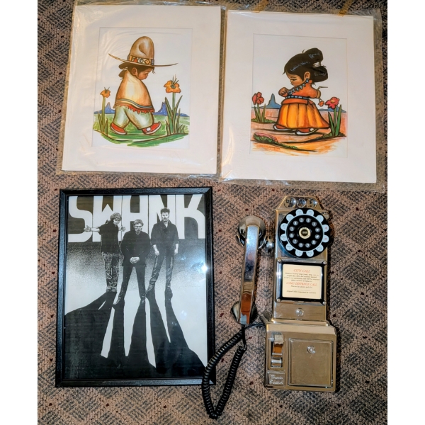Neat Phone, Exceptional Black & White Print, Two Indian Reproduction Prints