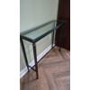 Image 2 : PICKUP IN NORTHFIELD - Small Metal & Glass Top Console Table 36 x 10 x 30 Tall (Thick Glass Top)