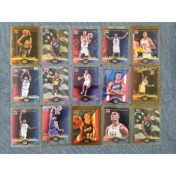 15 Assorted 1996 Upper Deck USA Olympics Basketball Trading Cards Ft. Shaq, Pippin & More!