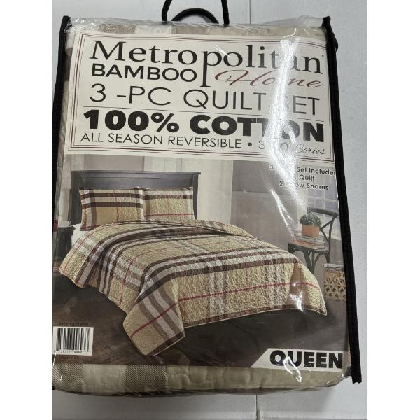 Metropolitan Bamboo 3 Piece Queen Size Quilt Set - Brand New In The Package - Never Opened!