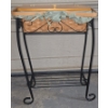 Image 1 : Basket Stand with Basket - Green Gingham Liner and Handles - 24x18x8.5