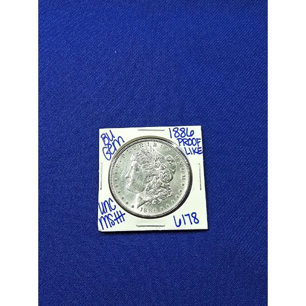 1886 PROOF-LIKE Morgan Silver Dollar, BU GEM, Fantastic High-Grade Coin!