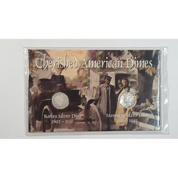 "Cherished American Dimes" 1911 Barber & 1941 Mercury Silver Dimes