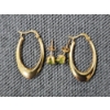 Image 1 : Two Sets of 10K Yellow Gold Earrings ~ One Set of Loops & One Green Stone Studded Earring Set ~ 1.6G