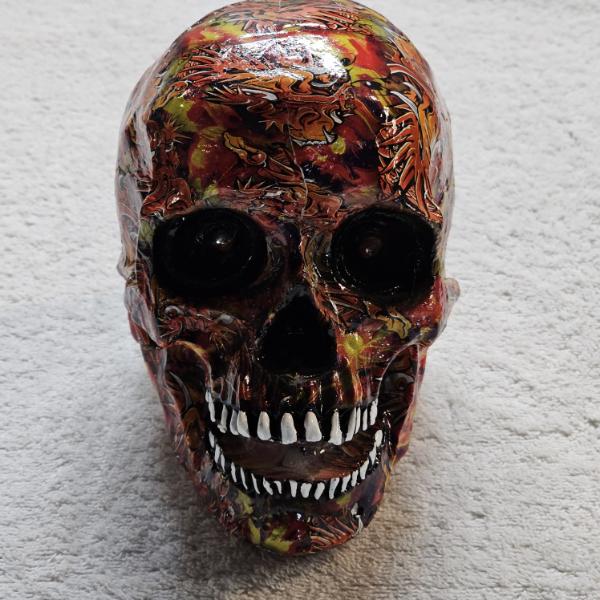 "Dante's Inferno Burning Hell Fire" Skull Figurine (4.5 Inches Tall)