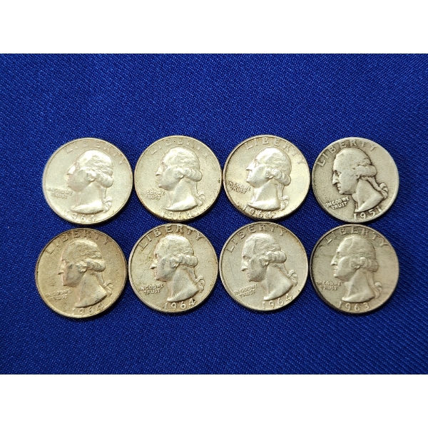 $2.00 Face Value of Assorted Years 90% Silver Washington Quarters