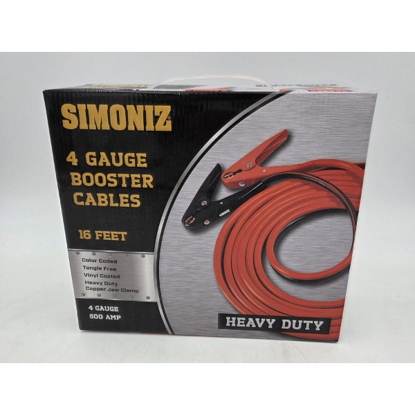 Brand New Simoniz 4 Gauge Booster Cables - 16 feet! - 400 Guage/600AMP