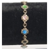 Image 1 : Vintage Sterling Silver Multi-Color Cat's Eye Glassr Link 7" Bracelet - Weight: 7.6g