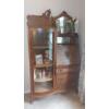 Image 2 : RARE Antique - Oak Victorian Combination Desk / Mirrored Bent Glass Curio Cabinet 