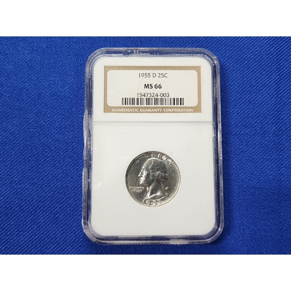NGC MS 66 1955-D Silver Washington Quarter