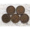 Image 1 : Five US Indian Head Cents from the Late 19th and Early 20th Centuries AFV $.05