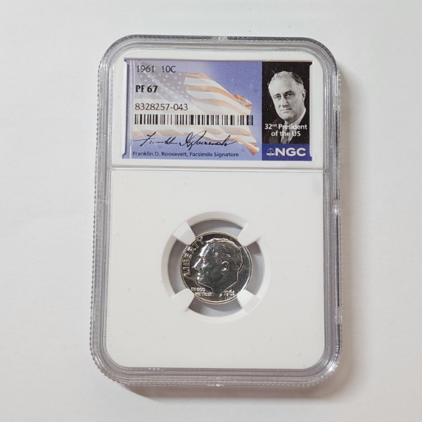 NGC PF 67 United States 1961 90% Silver Roosevelt Dime w/ Facsimile Signature 