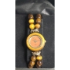 Image 1 : Women's Aria Tiger Eye Bead Stretch Stainless Steel Japan Movement Quartz Watch