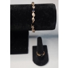Image 1 : Sterling Silver Gold-Plated 7" Tennis Bracelet & Matching Ring With Heart Shaped Stone- Weight 11.7g