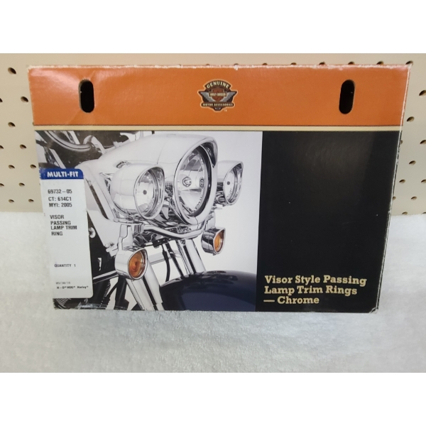 Harley Davidson Motorcycle Accessories - Visor Style Passing Lamp Trim Rings - Chrome 