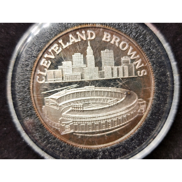 1986 AFC Div Champions Cleveland Browns 1 Troy Ounce .999 Fine Silver Round