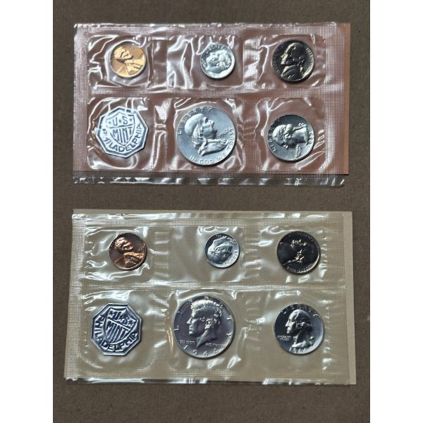  2 Pcs - Sealed United States Silver Proof Sets - 1962 / 1963  - 90% Half, Quarter , Dime - See Pics