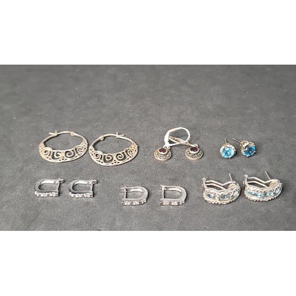 Assorted Sterling Silver Earrings - Total Weight: 17.3g