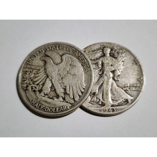 Two Assorted 90% Silver United States Walking Liberty Half Dollars ~ $1.00 Face Value